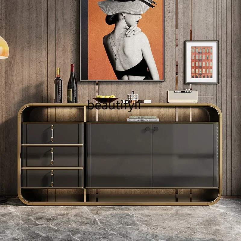 yj21 Dining side cabinet Modern light luxury door cabinet Living room solid wood home designer side cabinet