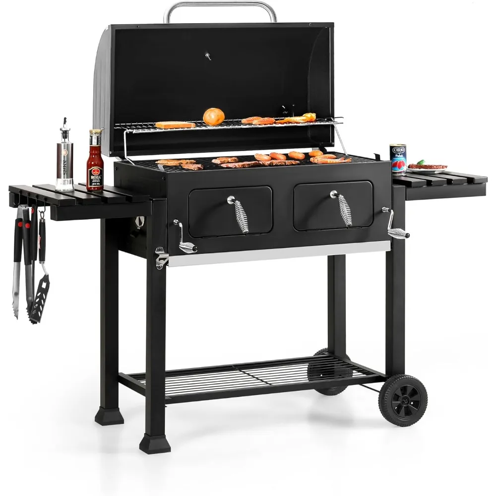 Large Charcoal BBQ Grills with 794 SQ.IN. Cooking Area, Outdoor Barbecue Grill withIndividual & Adjustable Charcoal Tray