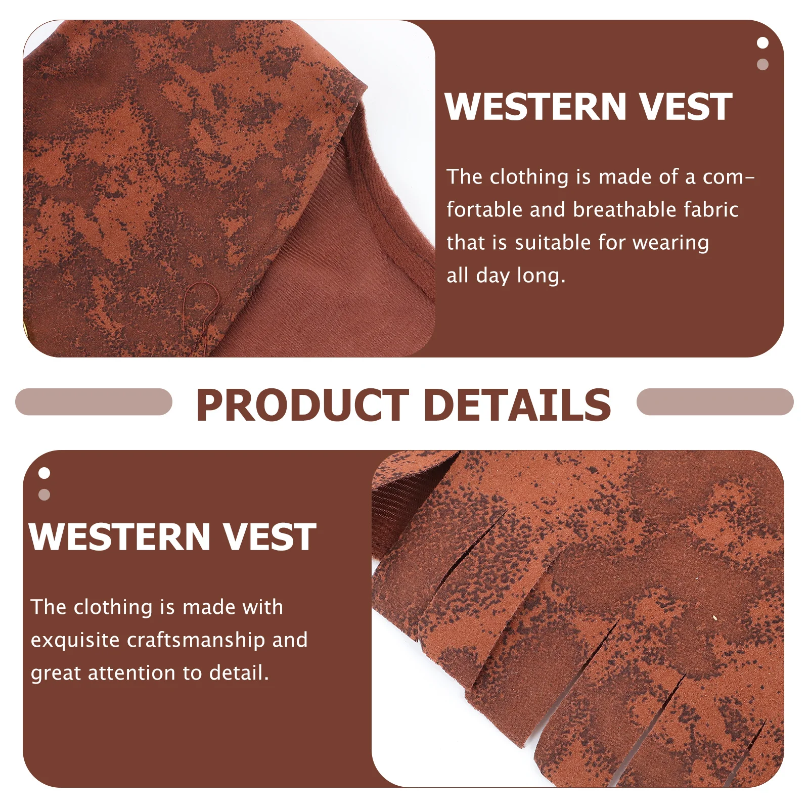 

1pc Western Vest Kids Costume Party Cosplay Children Unisex Vest Wild West Role Play Outfit Halloween Carnival Fancy Dress