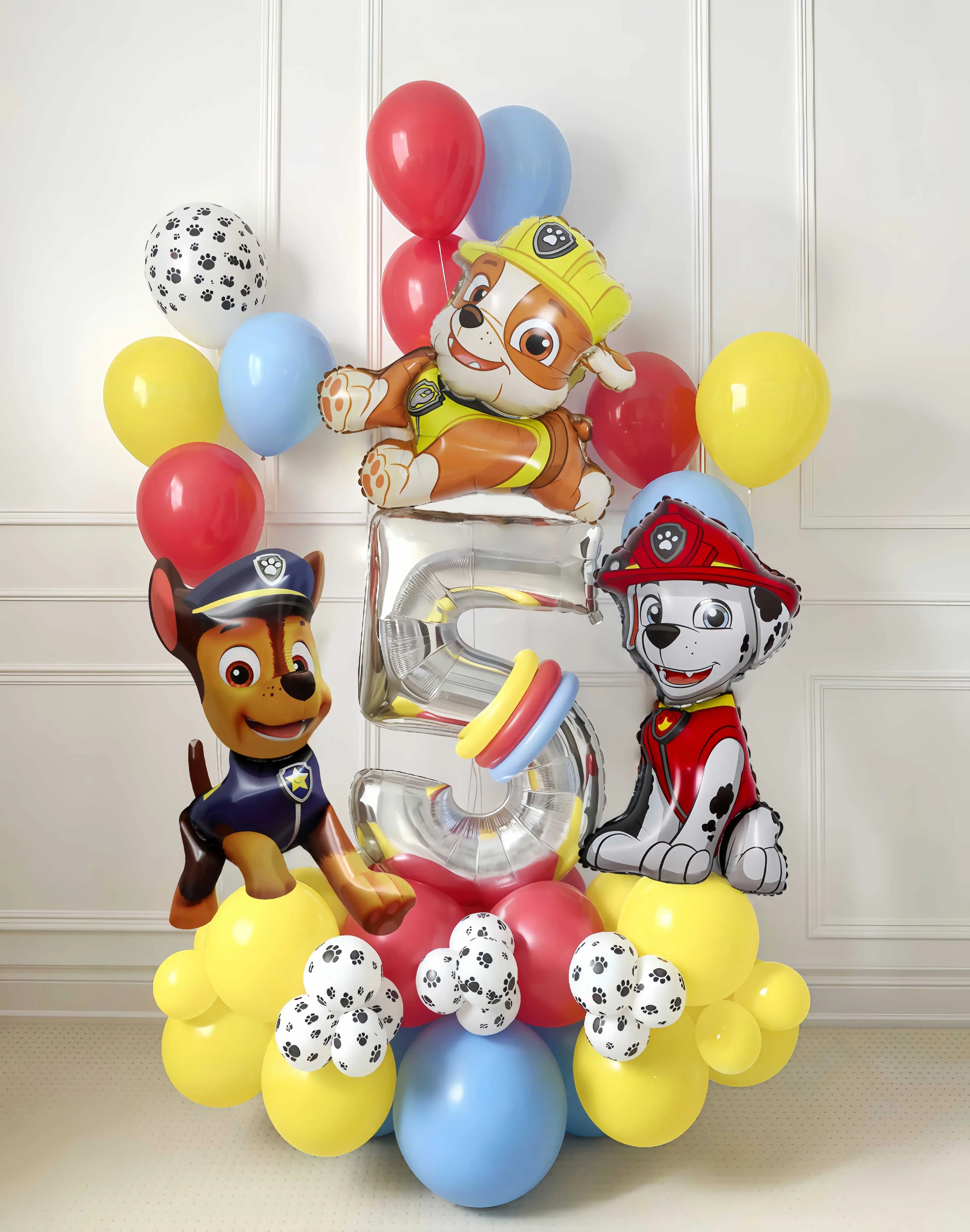 51 pçs dos desenhos animados pata patrulha tema folha balão número balão perseguição skye crianças festa de aniversário decoração presente do bebê balão de festa