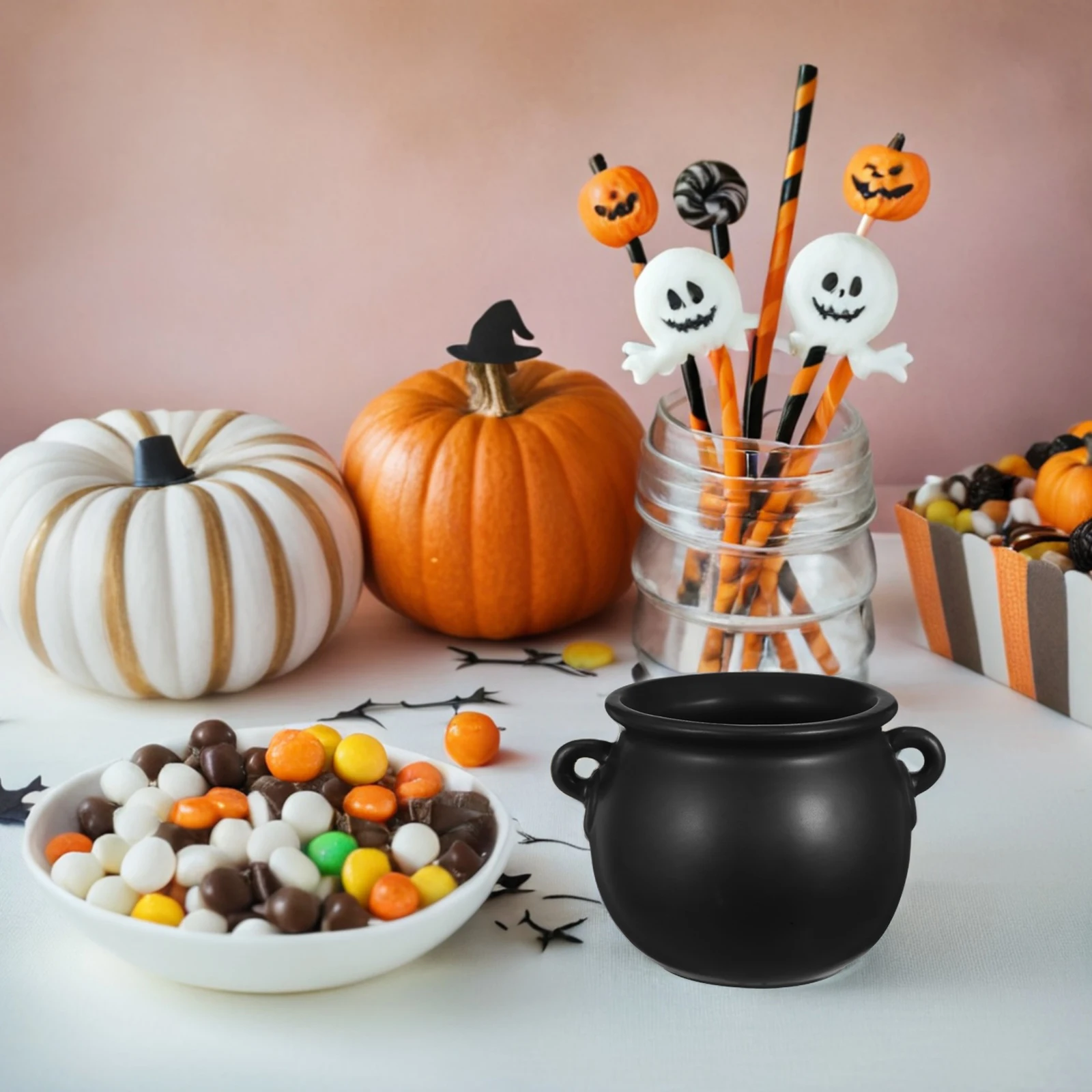 

Halloween Witch Cauldron Ceramic Candy Bowl Snack Serving Bowl Cookie Jar Decorative Halloween Party Candy Holder