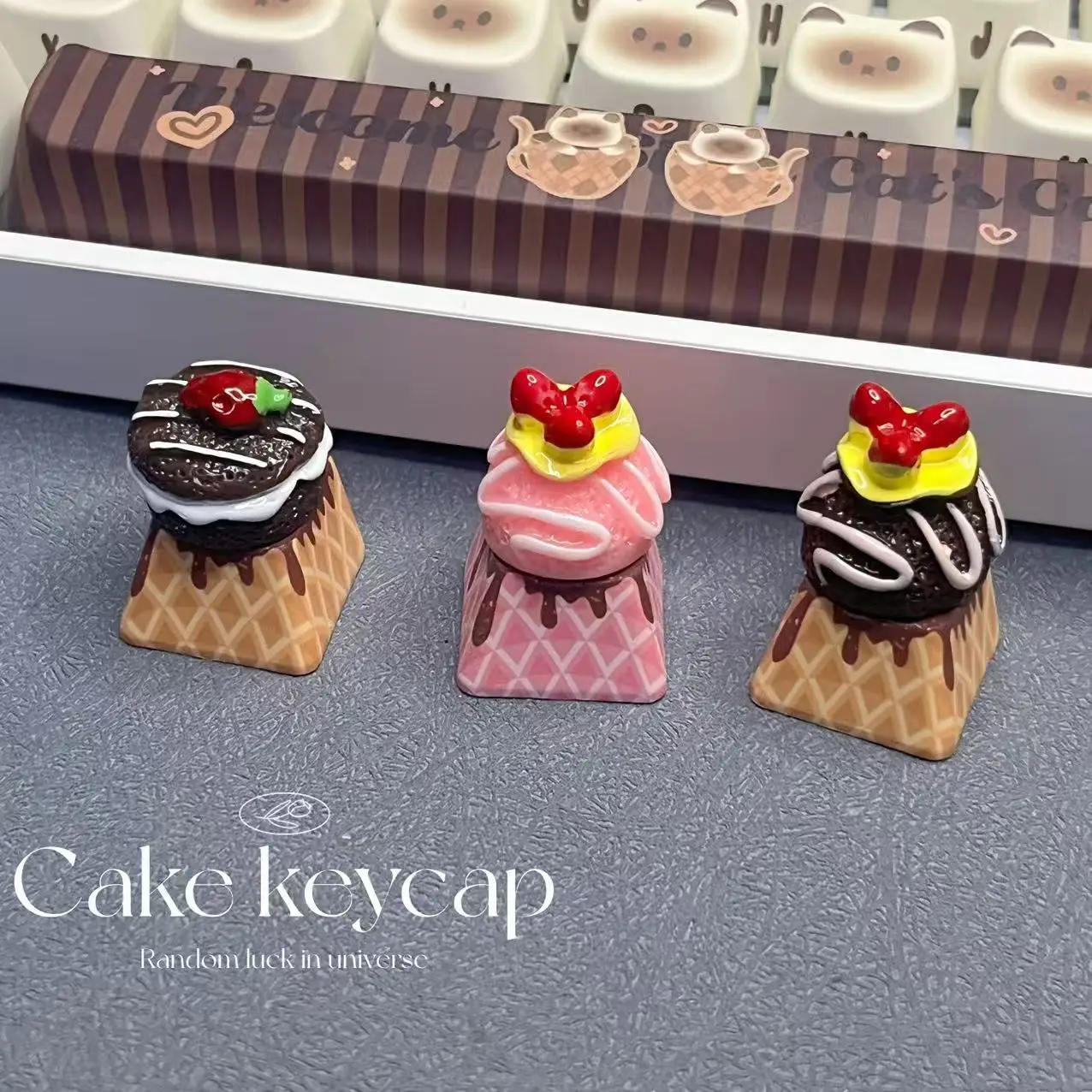Handmade Strawberry Cake Chocolate Dessert Keyboard Keycap Mechanical Keyboard Custom Creative Design Gaming Accessory
