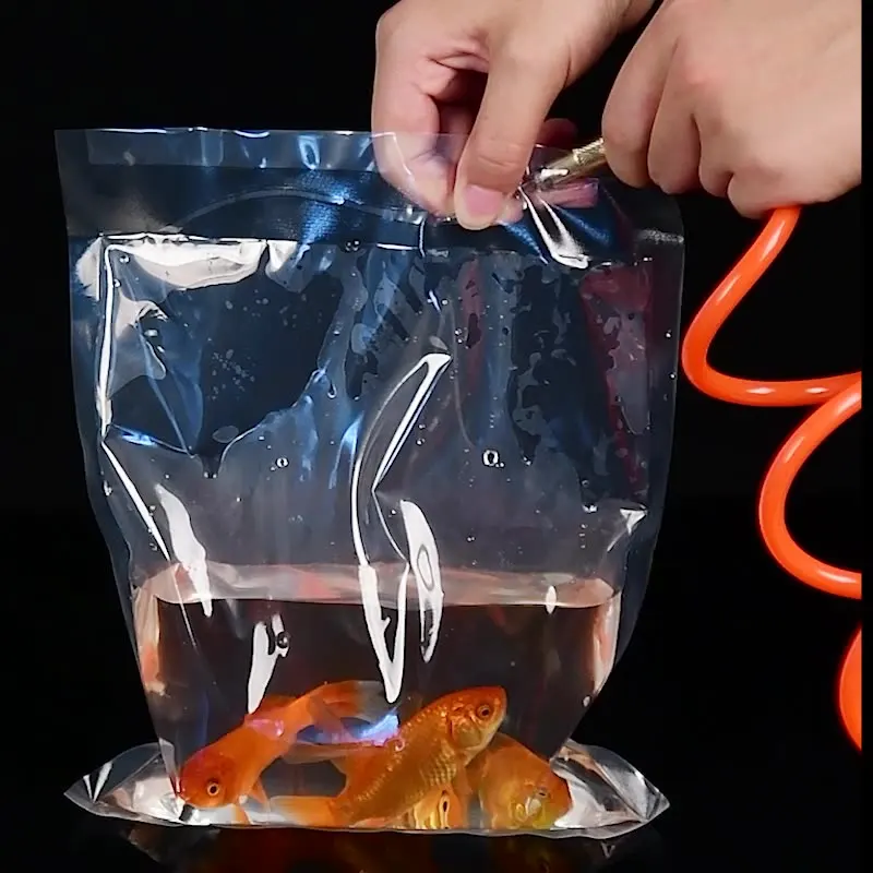 TETP 100Pcs transparent Ornamental Fish Shrimp Aquarium Packing Bag Fry Oxygen Delivery Small Business Anti Extrusion Express