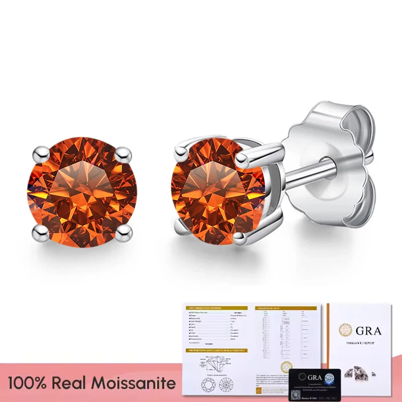 Real 0.1-3CT Test Passed Moissanite Diamond Stud Earrings for Women S925 Silver Platinum Plated Bride Wedding GRA Fine Jewelry image 3