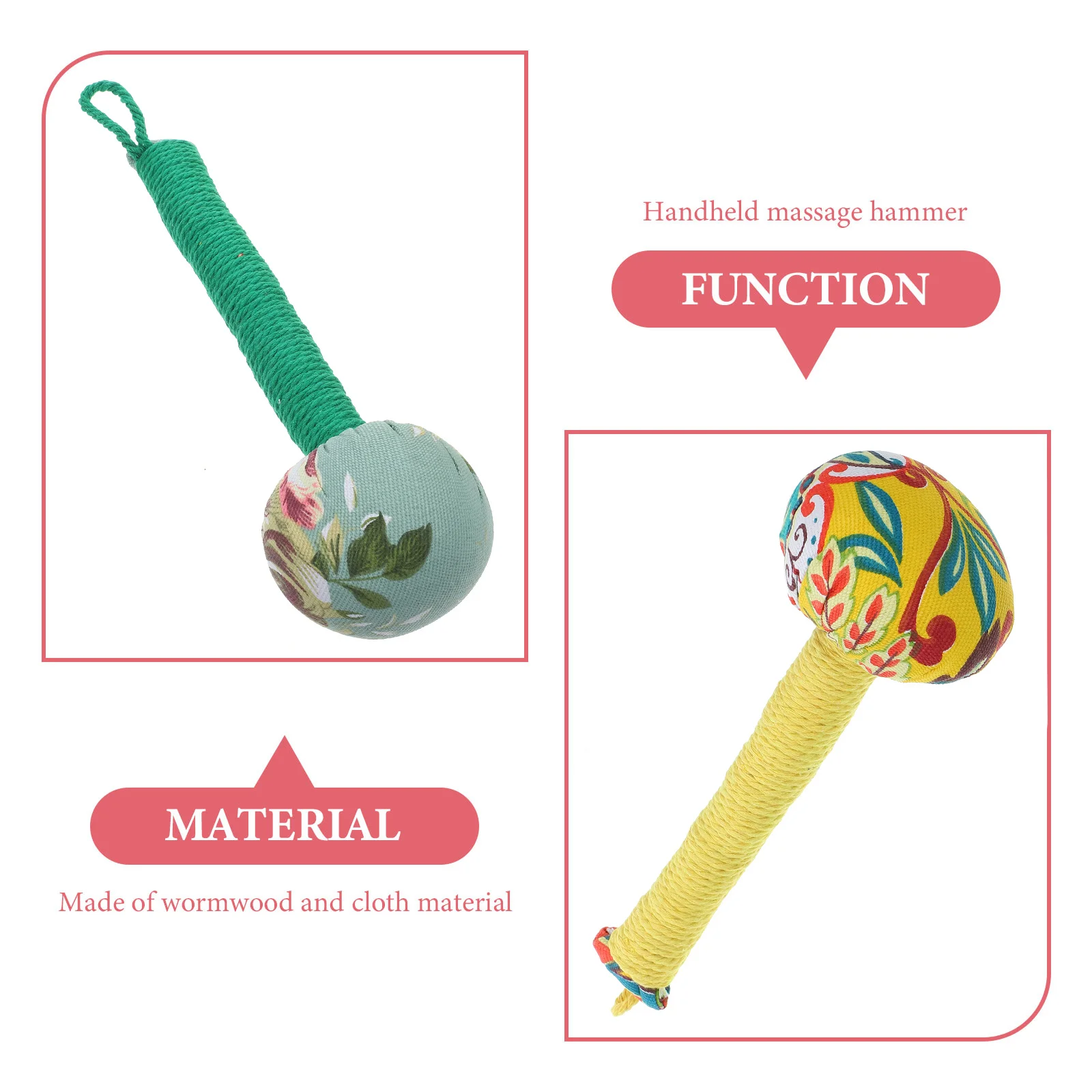 

2 шт., массажный молоток из полыни, релаксация всего тела, облегчение боли в мышцах, ручной легкий контроль, домашний массажер для спины