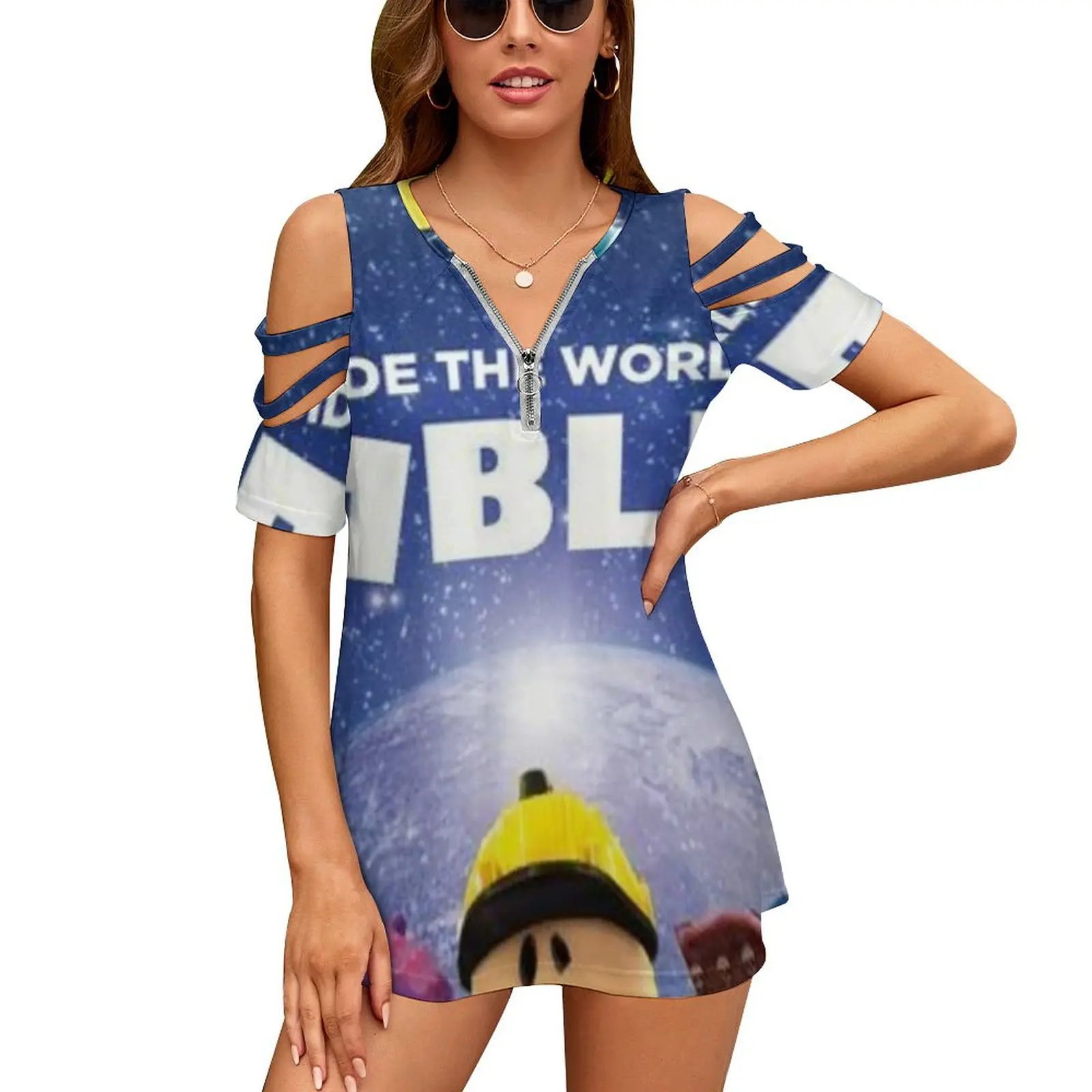 Inside The World Of-Games Women Zipper Various styles Printed T Shirts Tops Full Print T-Shirt Games