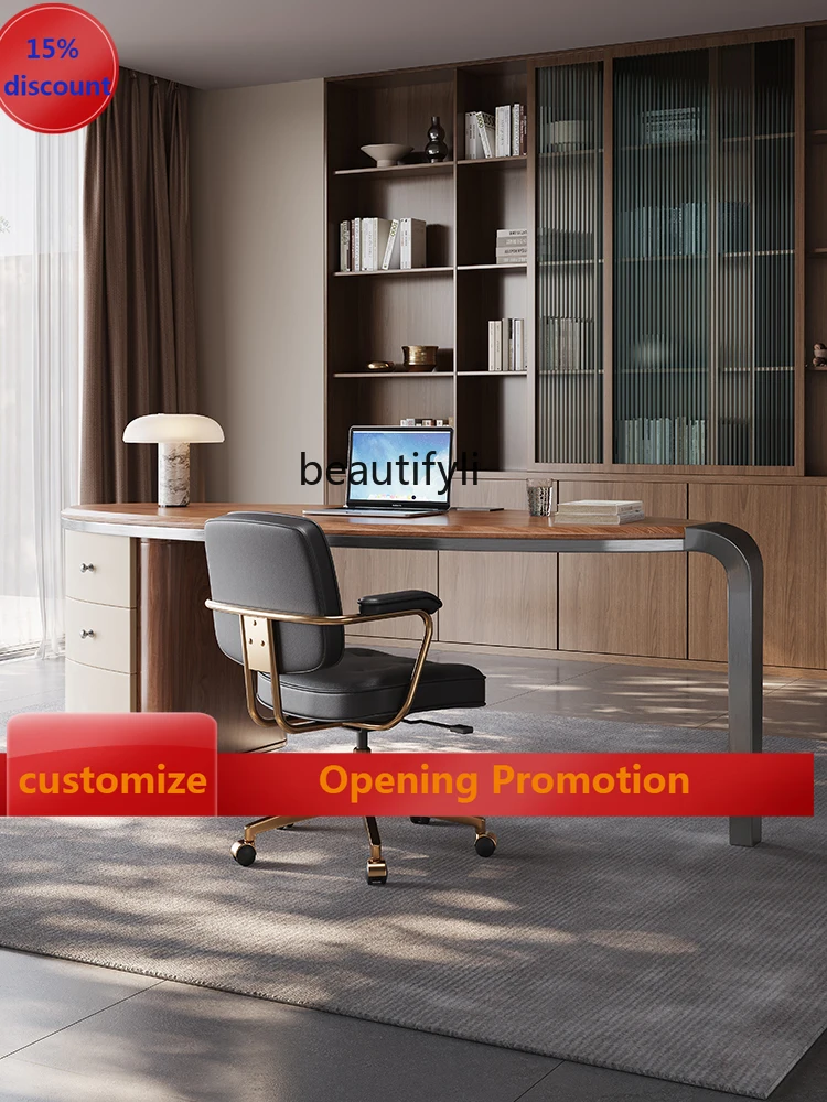 

Italian minimalist solid wood desk light luxury modern home desk medium antique computer writing desk G1218