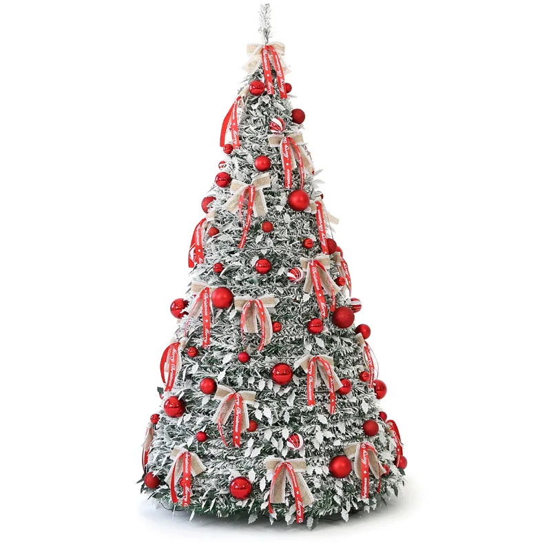 

PVC snow flocking tree foldable Christmas tree, holiday decoration hotel floor retractable ornament