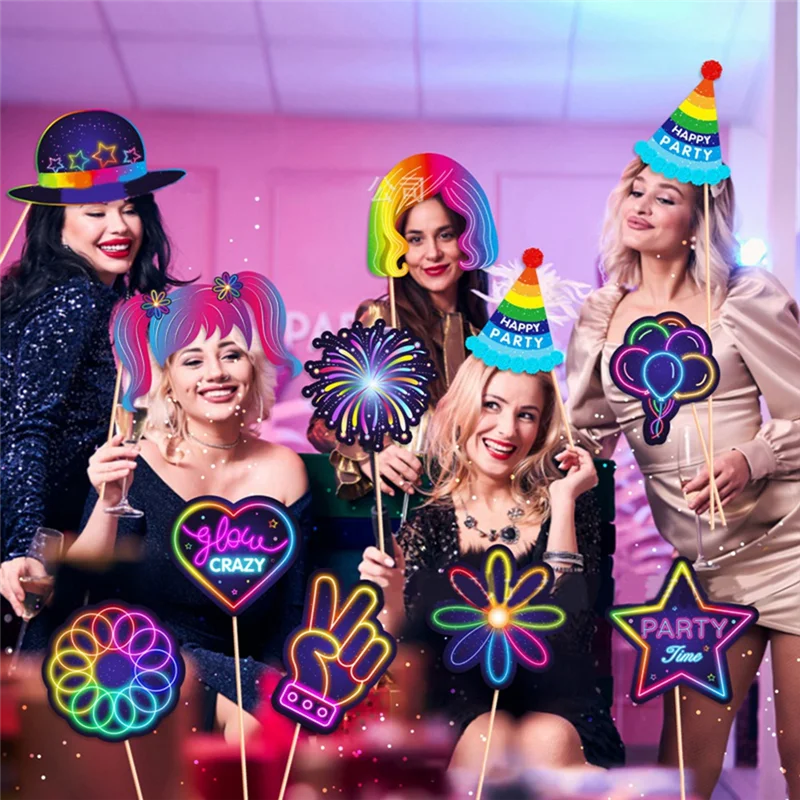 ชุดอุปกรณ์ตกแต่งงานปาร์ตี้ธีมเรืองแสง AT16 125 ชิ้น อุปกรณ์ประกอบฉากถ่ายภาพเรืองแสง ของตกแต่งงานวันเกิด