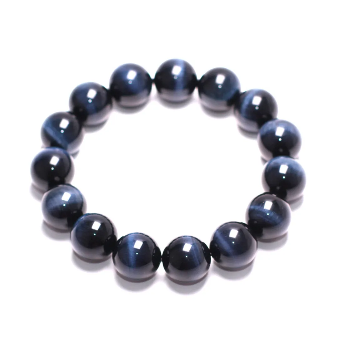 Natural Blue Tiger Eye Stone Bracelet For Women Lady Men Wealth Crystal Cat Eye Beads Gemstone Strands Jewelry AAAAA 8-18mm