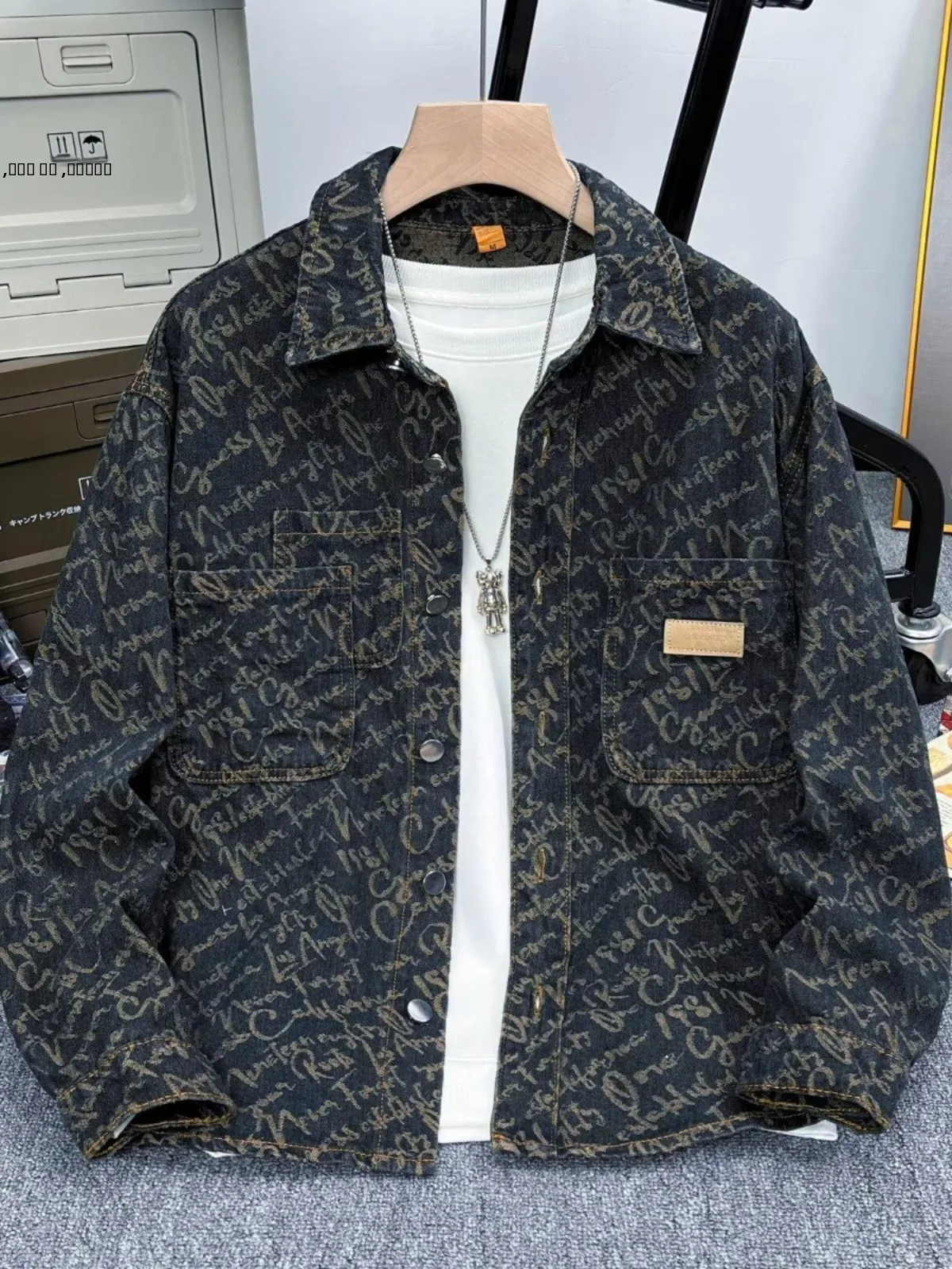 

Premium Embroidered Denim irt Jaet Men's Spring Autumn High End Trendy Brand Luxury Print Long Sve M Outerwear
