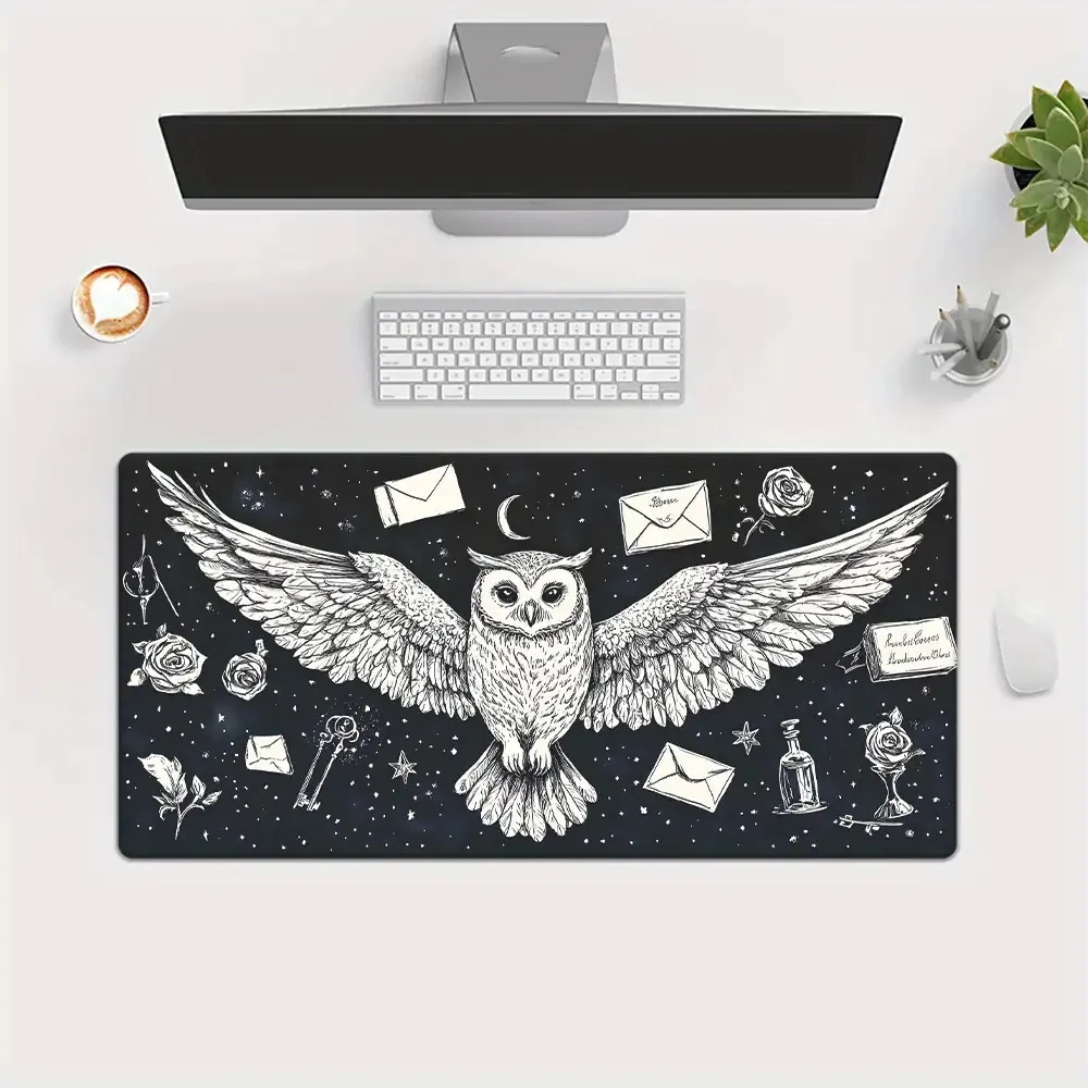 Mystical Owl Constellation Mousepad XXL Extended Desk Mat Durable Rubber Gaming Keyboard Pad Office Accessory