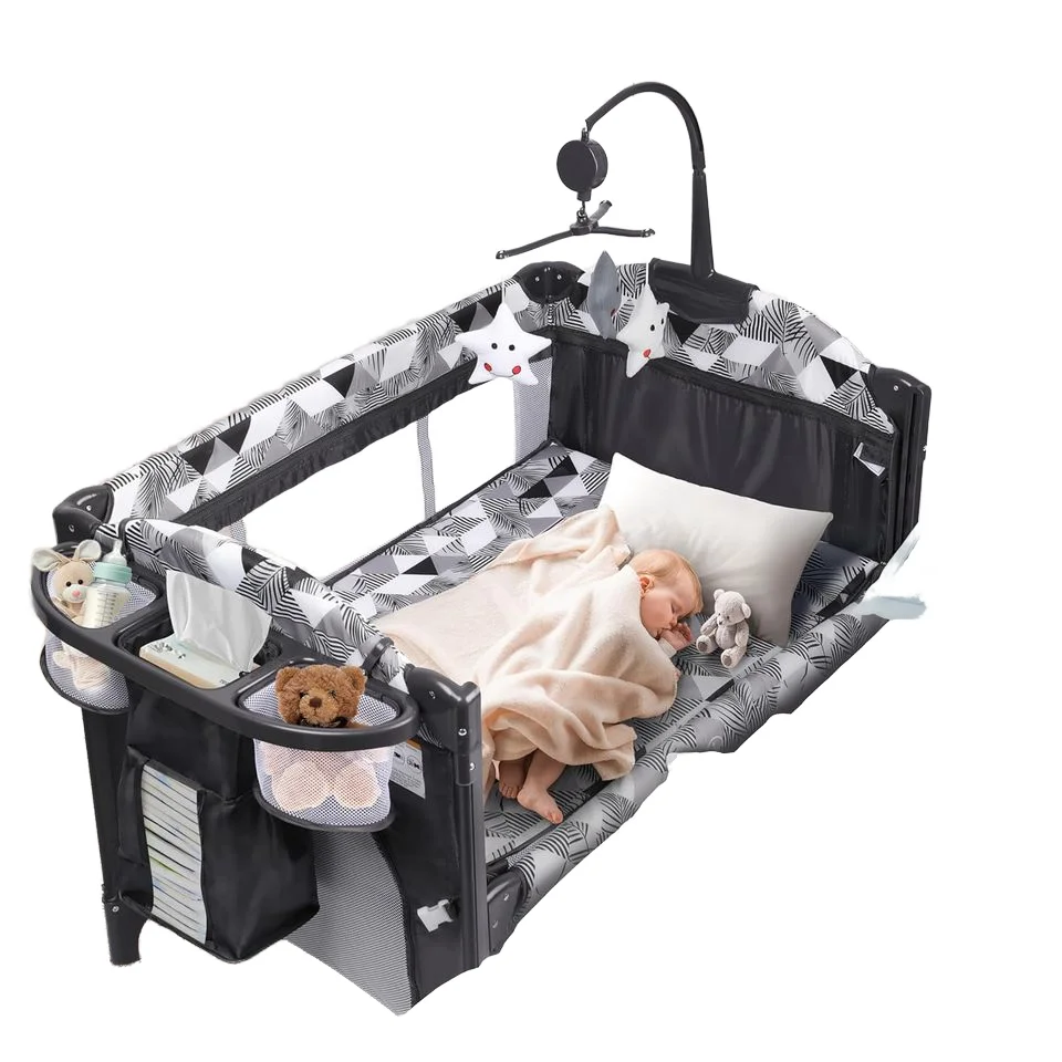 المحمولة قابلة للطي Playard 5 في 1 حزمة سرير بيبي سرير اللعب تغيير الجدول السرير النائم حقيبة التخزين صندوق تشغيل الموسيقى