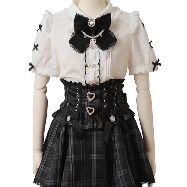 Liz Short Skirts New Japanese Mine Mass-produced Sweet Cute Lace Bow Removable Strap Skirt Girls' Women's Lolita Shirt Tops 2025