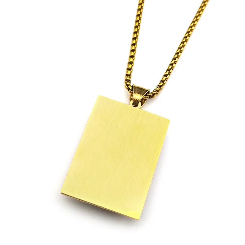 인도 힌두교 시바 직사각형 유리 펜던트 목걸이 남녀용 스테인리스 스틸 골드 컬러 체인 힌두교 부적 장신구