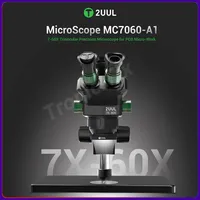 2uul 0.7X-6.0X Synchronous Zoom Trinocular Stereo Microscope Adjustable Ring Lamp Big Base PCB Repair Microscopio Tools Sets