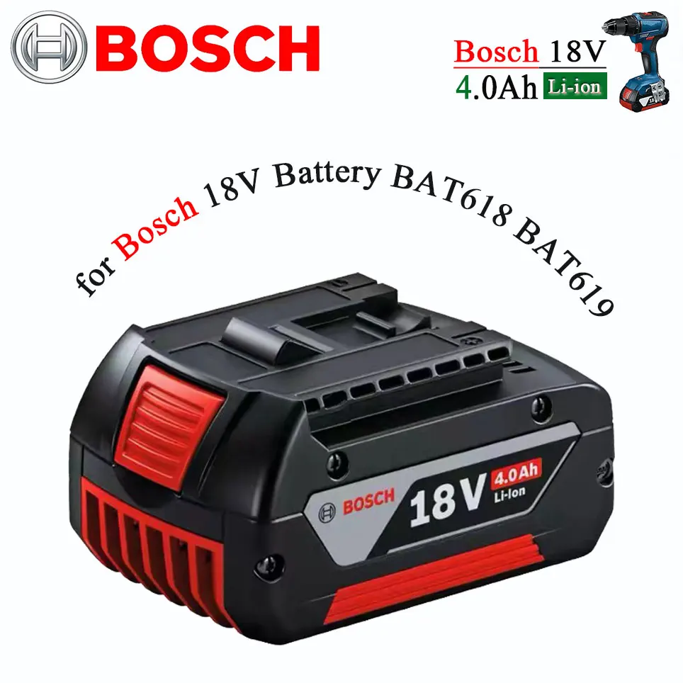 18V 4000mAh Lithium Rechargeable Battery for Bosch Cordless Power Tools Battery BAT609 BAT610G BAT618 BAT620 BAT622 GSR18V-LI