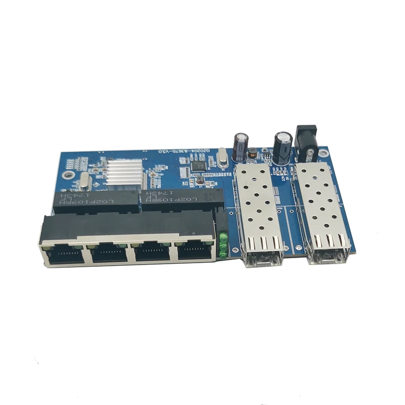 Gigabit Ethernet switch Fiber Optical Media Converter 4 RJ45 2 SFP 10/100/1000M UTP fiber Port Board PCBA 2F4E