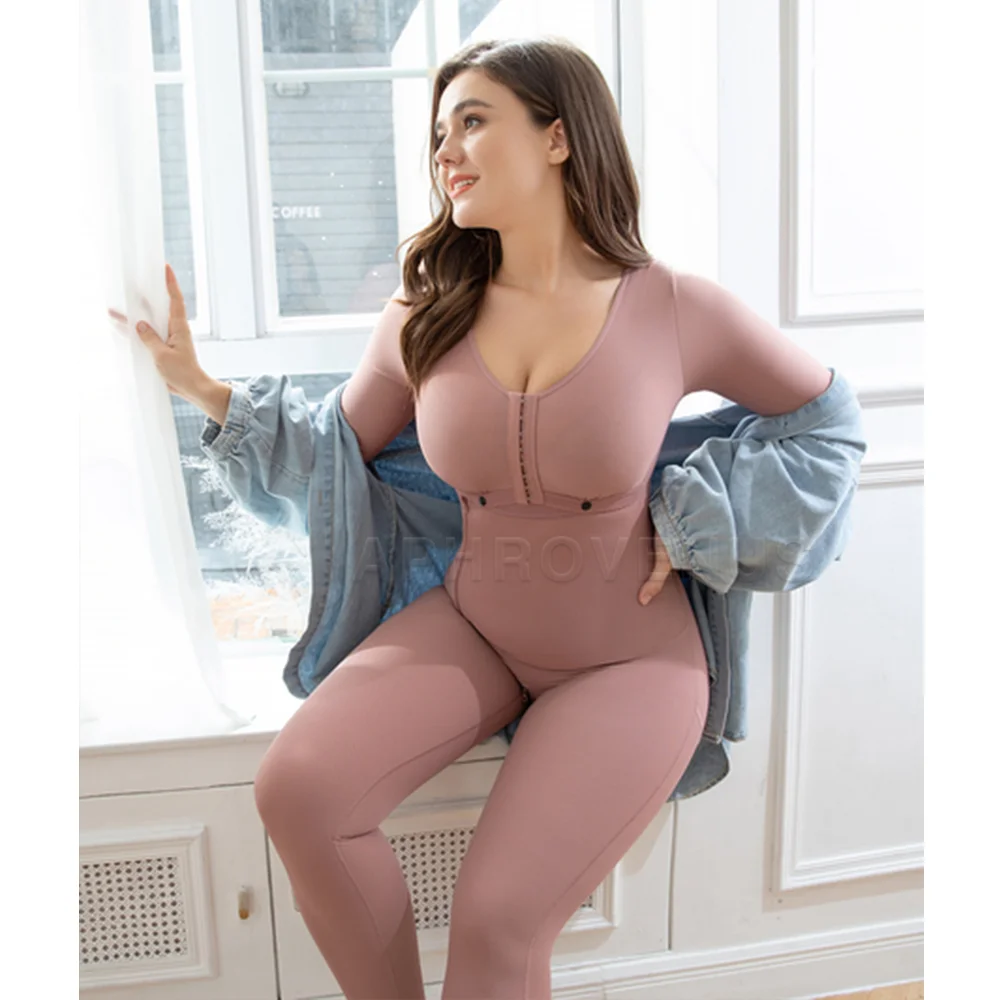 Fajas Colombianas Women High Compression Long Sleeves & Pants Full Body Shapewear Postpartum Underwear Post Liposuction Bodysuit