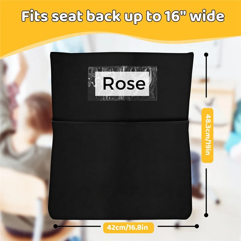 

DIGIT-Chair Pocket Storage Pockets 12 Pack-Fabric Seat Sacks Organizers For K-2 Student For Classrooms-For School Supplies