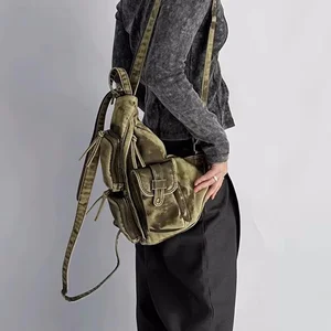 Annmouler-Mokings designed for women, soft leather washed, sling bag, vintage multi-punk, small bag 8 Main Sales Punk Backpack - №4