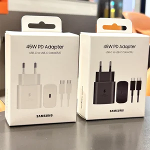 Pengisi Daya PD Samsung 45W Pengisian Super Cepat untuk Galaxy S25 Ultra Plus S24 S23 S22 A56 A55 A36 Adaptor Uni Eropa Kabel Tipe C 5A 12 pengisi daya samsung 45w penjualan terbaik - №
