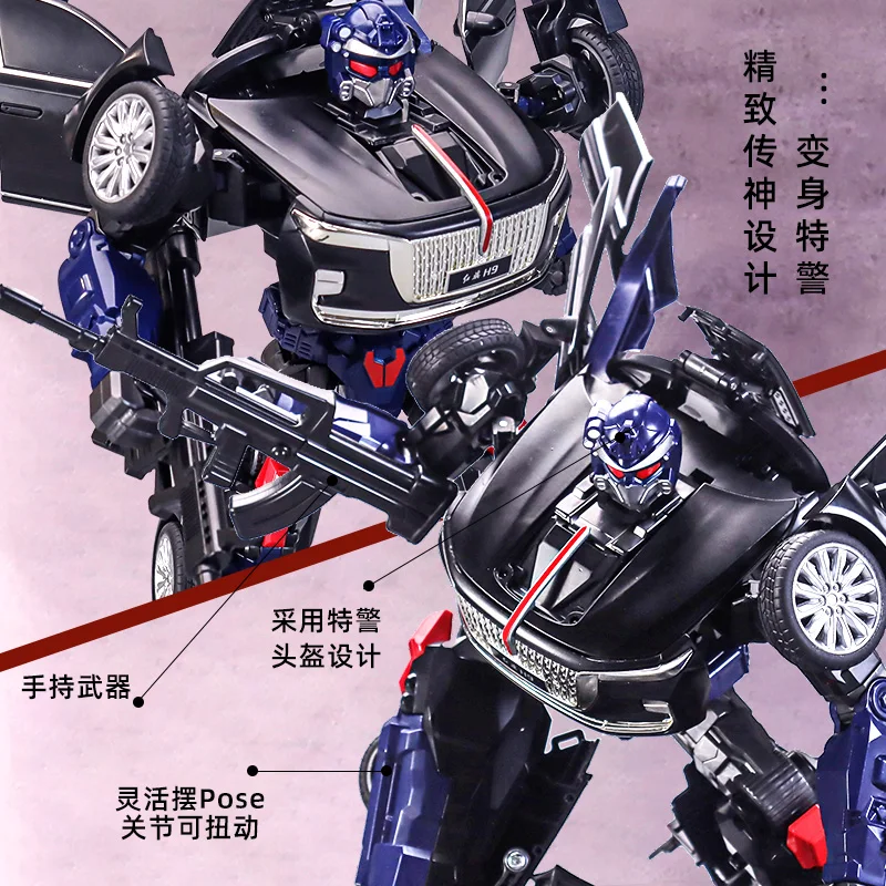 Em estoque li jiang transformação li jiang h9 genuíno hong qi h9 polícia estilo do carro figura de ação robô modelo coleção brinquedos presentes