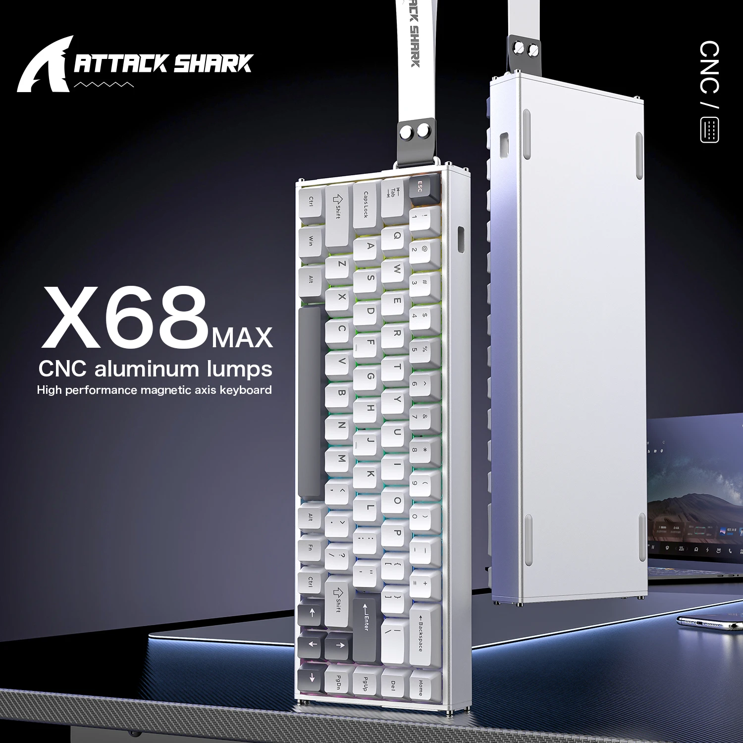 

X68MAX ATTACK SHAK Keyboard CNC Aluminum Mechanical with 8KHz Report Rate,RGB Backlight and Wired Connection
