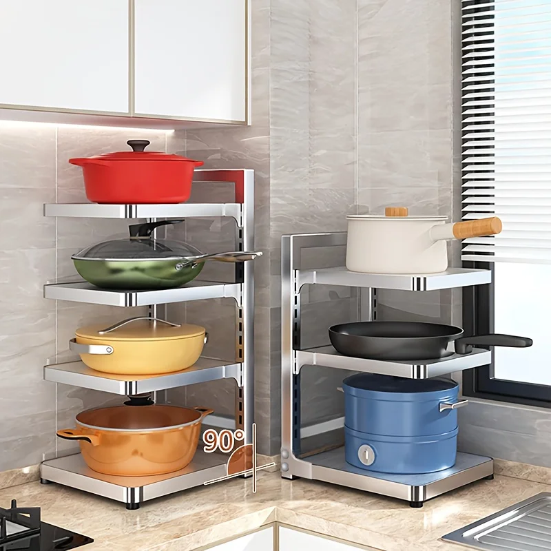 Pot Rack, Multi-Layer Pot Lid Storage Rack for Countertops, Easy to Install, Adjustable Height, Suitable for Kitchen, Cabinet, and Utensil Corner Storage, Strong Load-Bearing Capacity, Multiple Options, Perfect Christmas and New Year Gift