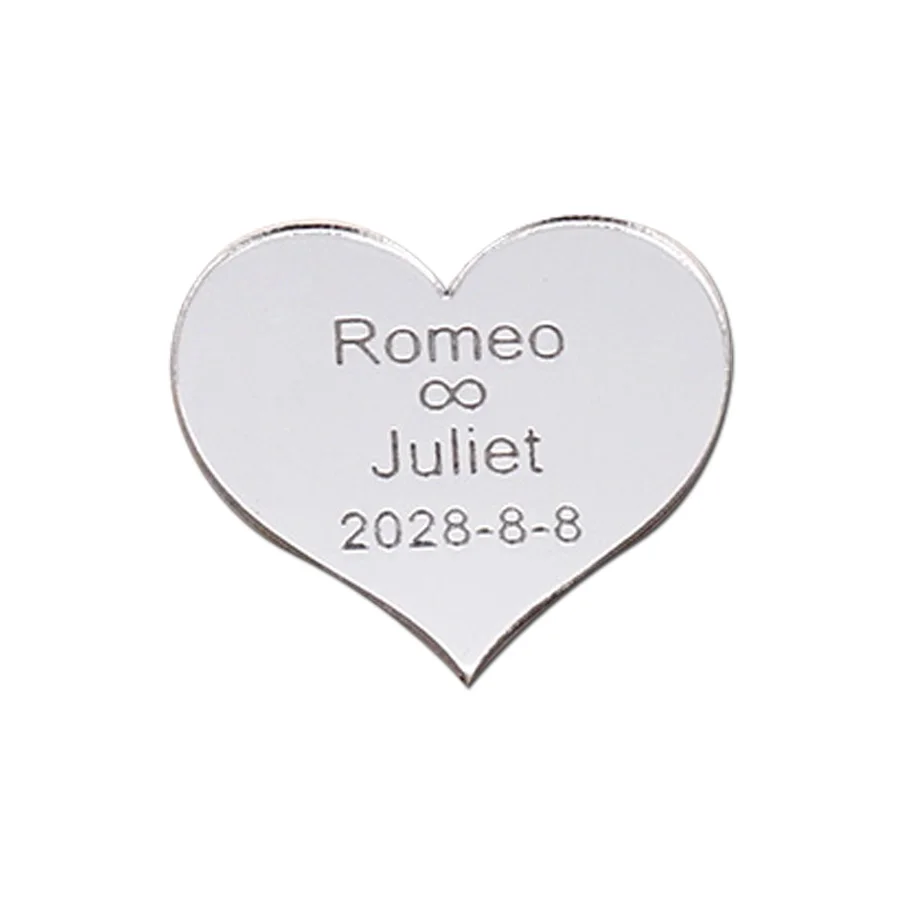 30szt Cute Hearts Shape Personalized Name Date Party Gift Home Decoration Acrylic Mirror Sticker Spersonalizowany wystrój pielenia
