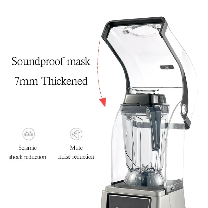 Licuadora eléctrica comercial multifunción con cuchillas de acero inoxidable de 6 capas con cubierta de sonido, licuadora grande resistente