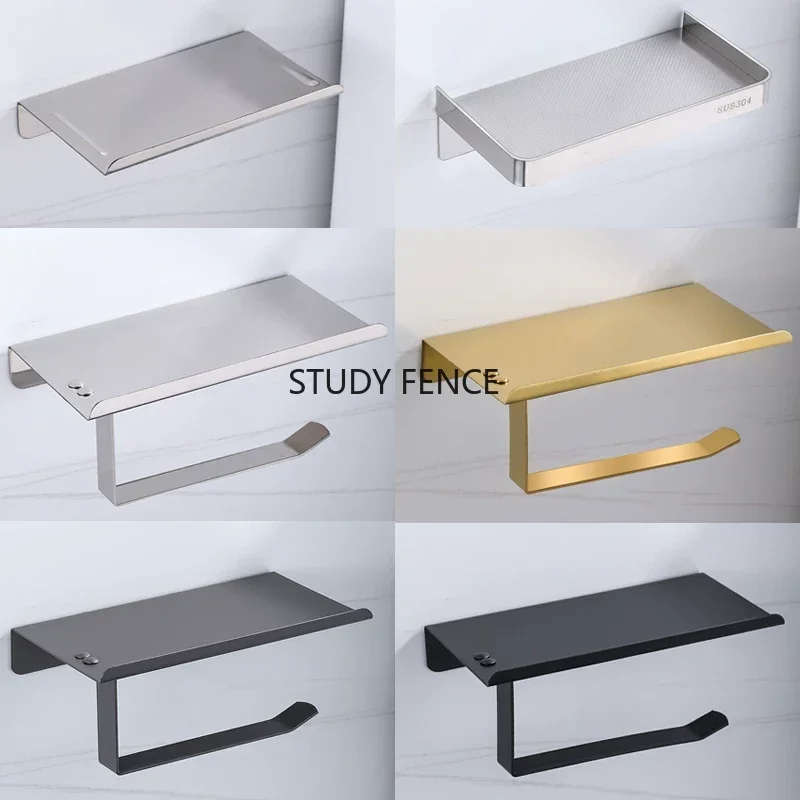 

1pc Stainless Steel Tissue Holder Toilet Roll Paper Holder Punch Installation Bathroom Accessories Wall Mounted Paper Holder