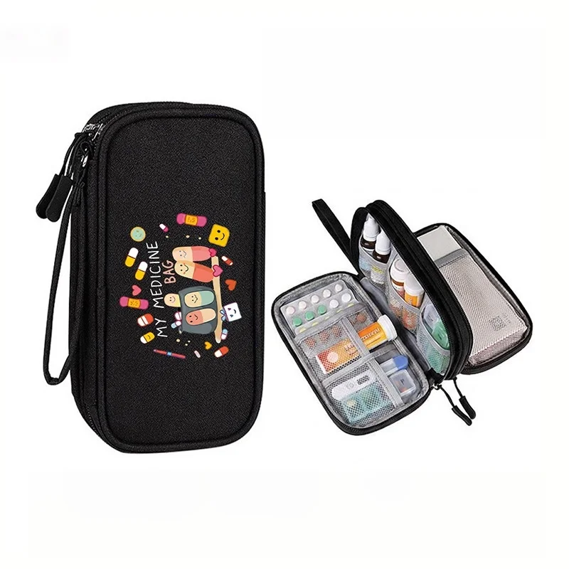 Popular Double Compartment Medicine Storage Pouch Cross Border Essential Portable Pill Case Multi Grid First Aid Bag Wear Resist