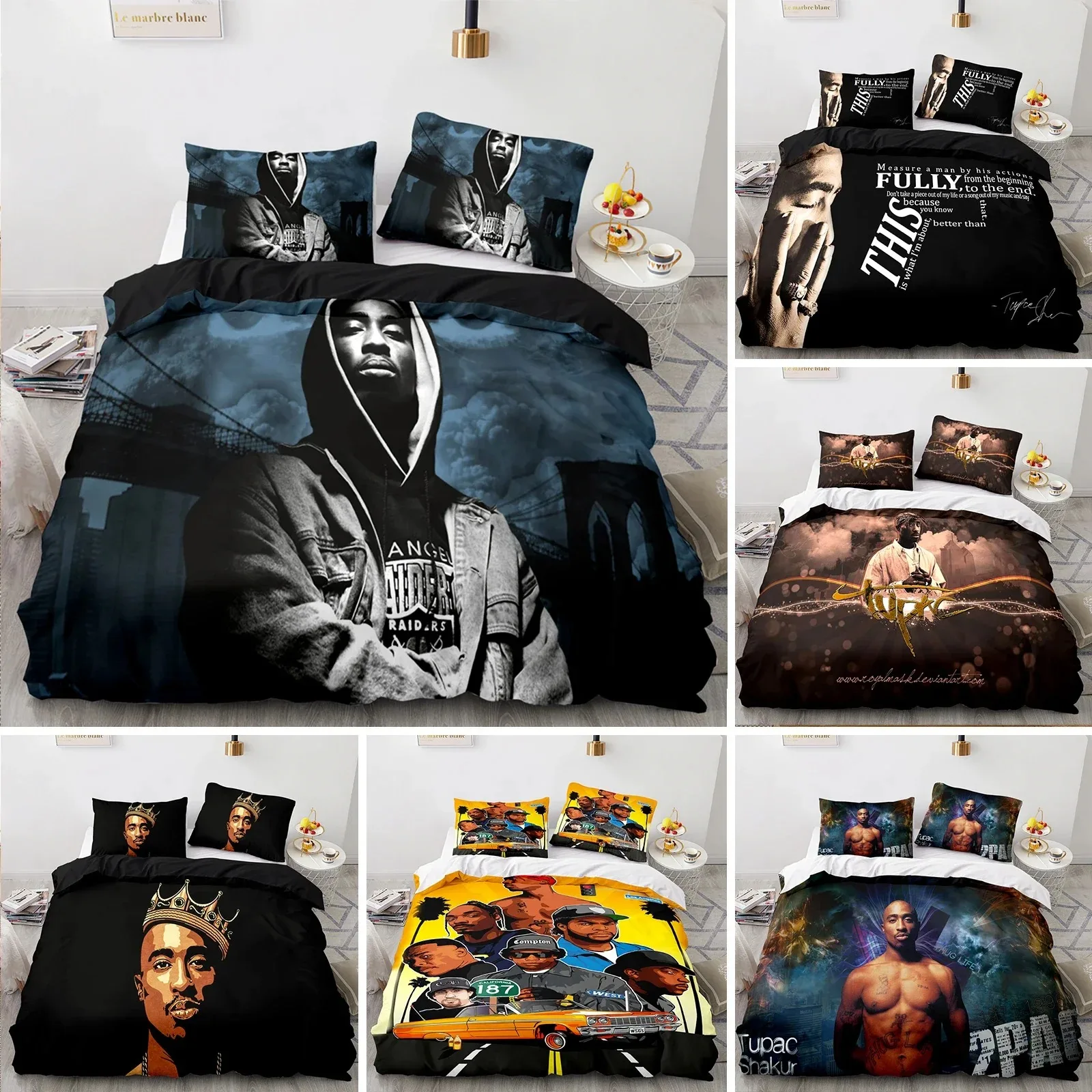 

Rapper Tupac Amaru Shakur Bedding Set Duvet Cover Bedroom Comforter Single Twin King Size Quilt Cover Home Textile