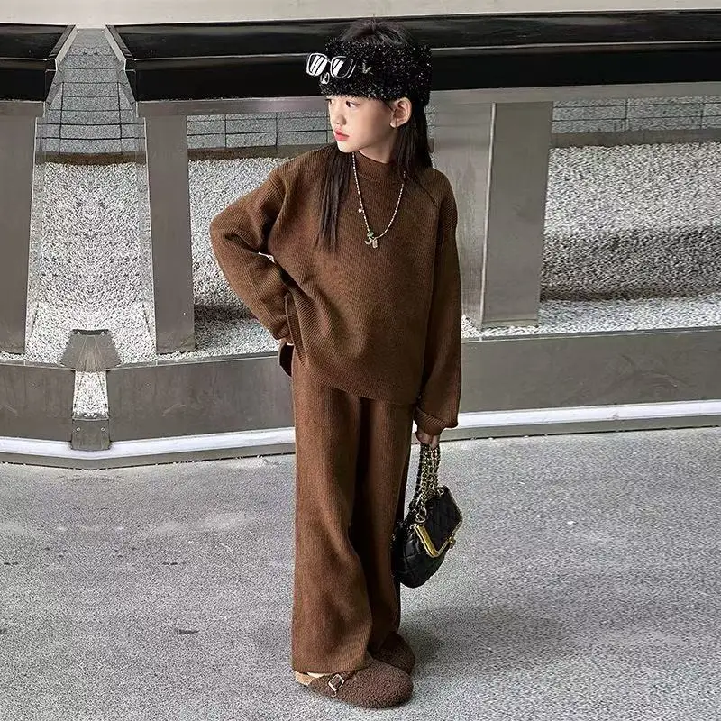 

New Children Fashion Pullover Autumn and Winter Korean Foreign Style Two-piece Set Girls Clothes Kids Outfits