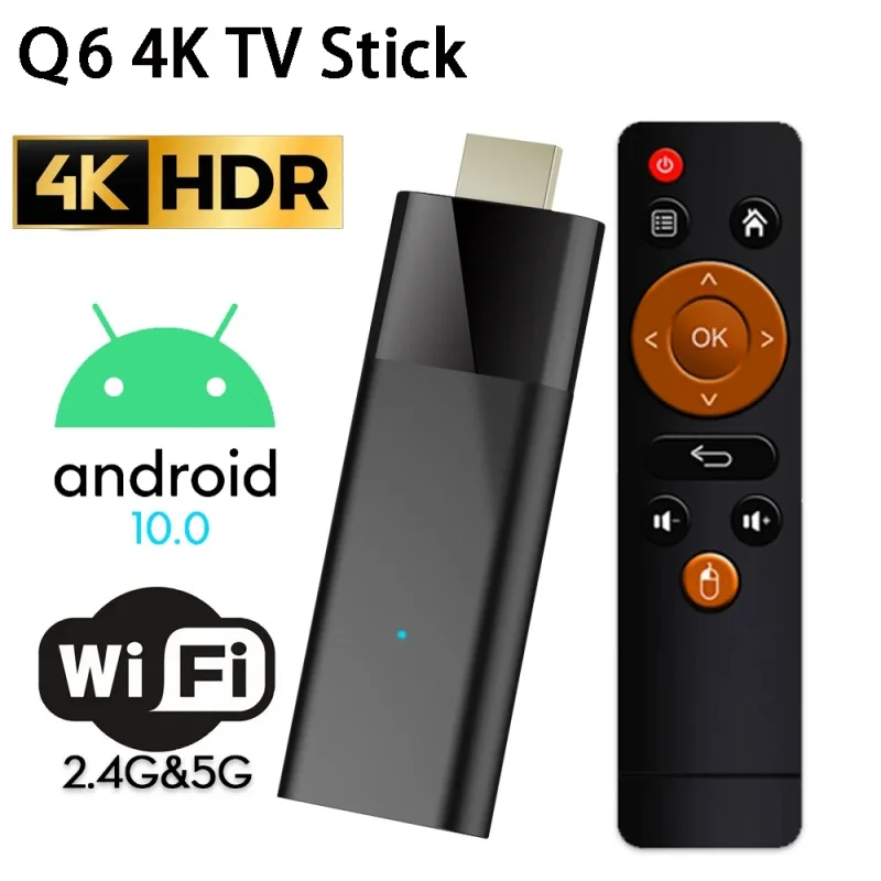 Q6 Mini Smart TV Stick Android 10H313 Quad Core Cortex A53 HDMI2.0 HD 4K HDR WiFi 5G H.265 PK DQ03