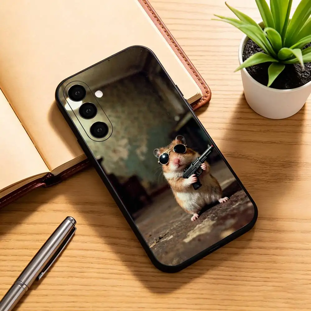 Cute Animal fluffy Hamsters  Phone Case For Samsung Galaxy A73,A72,A71,A70,A53,A52,A51,Soft Silicone Black Cover
