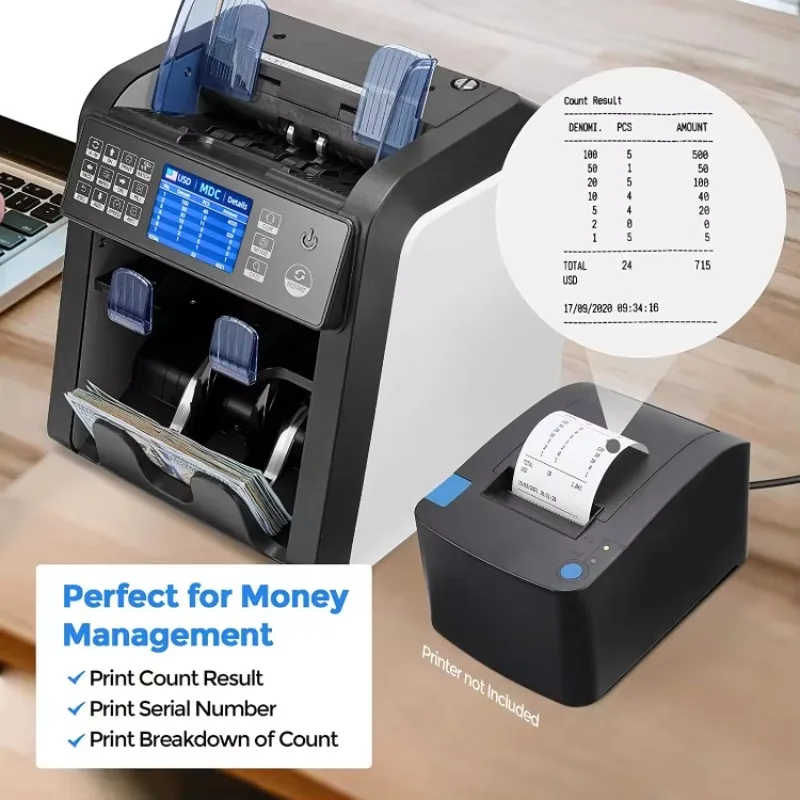 AL-950 Cash Counting Machine TFT Display Currency Counting Machine  Classification Two Pocket Mixed Face Value