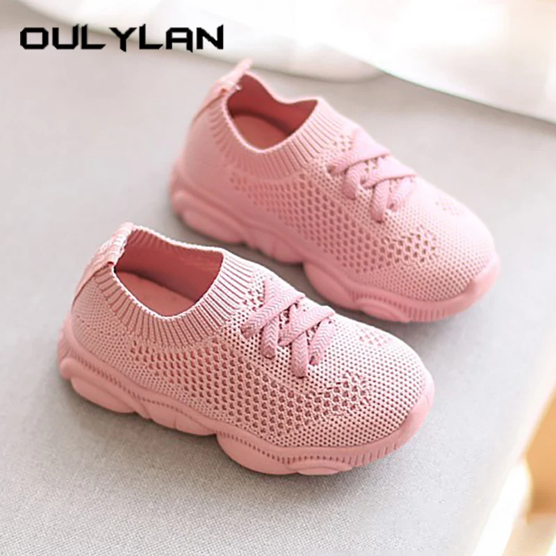 

Oulylan Children Spring Mesh Breathable Sneakers Casual Soft Sole Sports Shoes Little Girl Pure Color Antiskid Walking Footwear