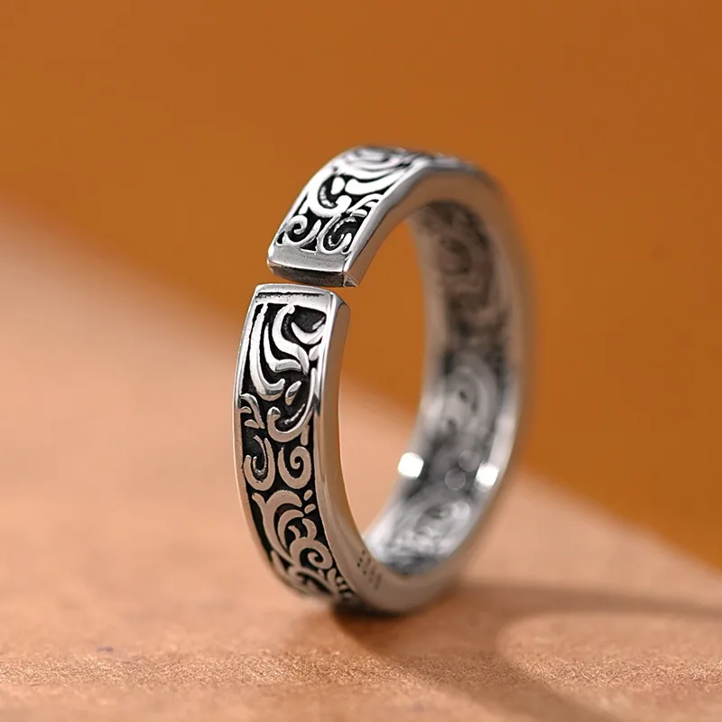 Chiba nouveau modèle d'herbe Tang rétro Style érudit méthode ancienne mâle bague mâle femme