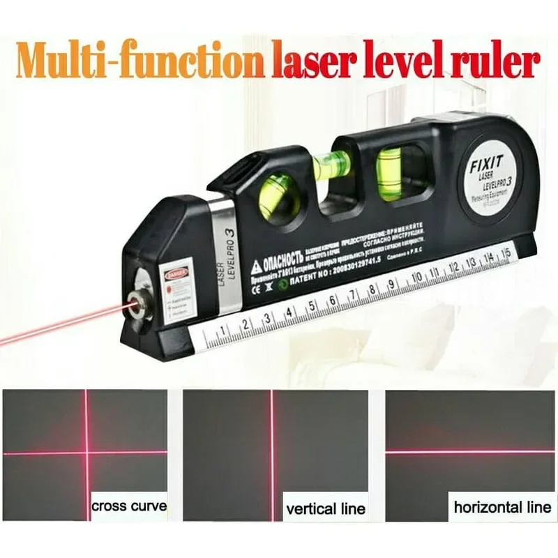 Laser Level Horizon Vertical Measure 8FT Aligner Standard and Metric Rulers Multipurpose Measur