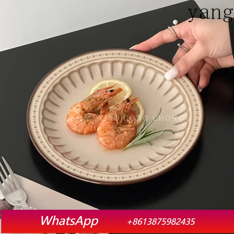 

LMM retro relief ceramic western food high-end home pasta plate creative dish plate