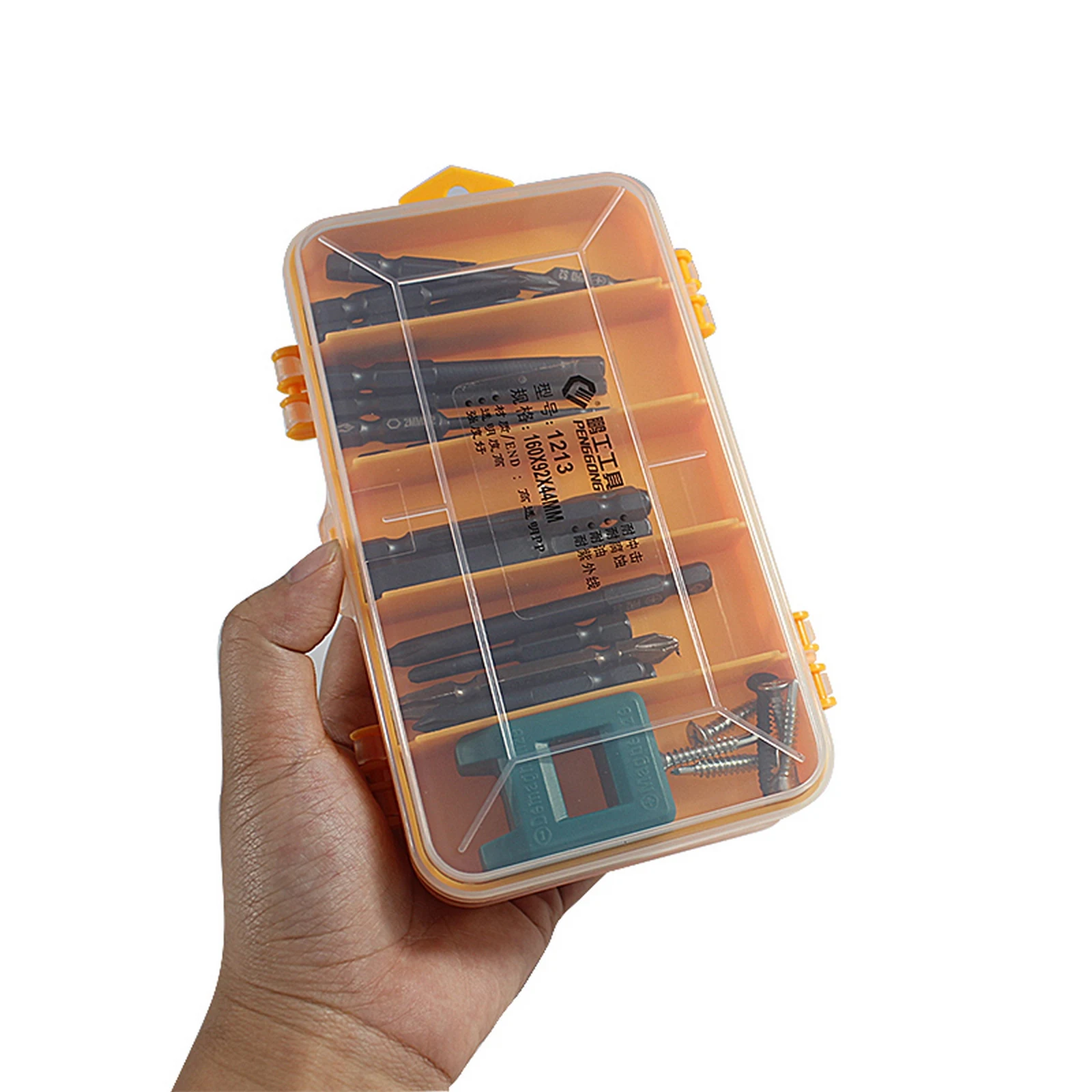 13 Grids Transparent Screws Storage Box Double-Side Multifunctional Storage Tool Box Portable Plastic Storage Case for Tools