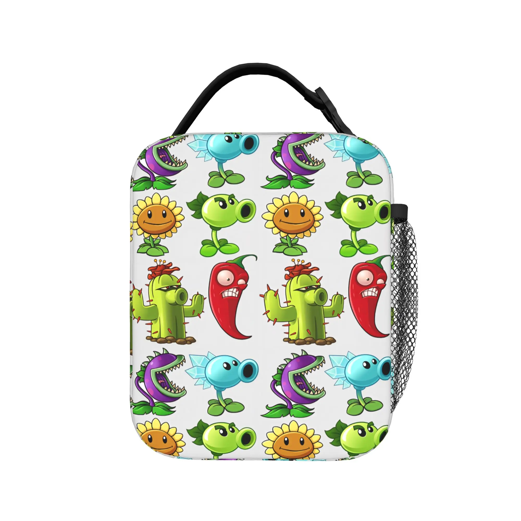 Plants Vs Zombies Plant Character Lunch Bag Portable Insulated Lunch Box Women Picnic Print Cooler Bag Waterproof Tote Food Bags