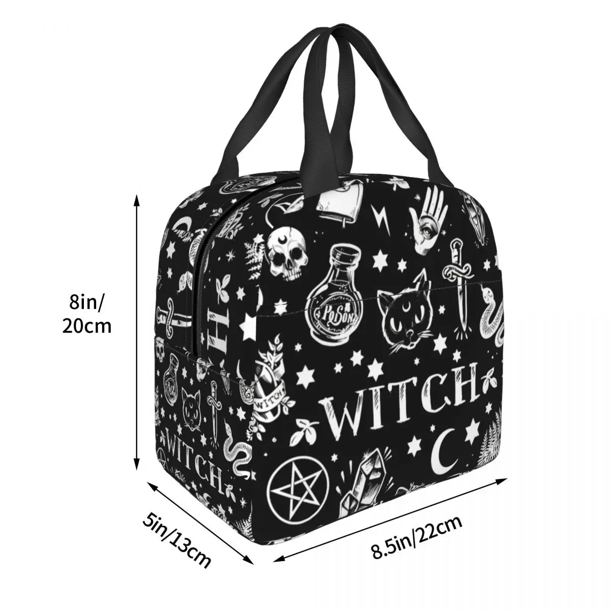 Witch Cat Pattern Makeup Bag Travel Cosmetic Bag Men Women Halloween Occult Gothic Magic Toiletry Bag Dopp Kit