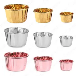 Moules à muffin Chi en feuille d'or et argent, tible de gâteau, tasse de cuisson, étui à gâteau, papier à gâteau, outils de normalisation, fournitures de fête, paquet de 50 pièces