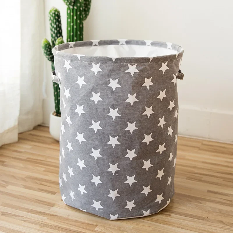 Foldable Star Laundry Basket for Toys Cotton Linen Storage Bucket Bag Collapsible Household Dirty Clothes Organizer 35*45cm