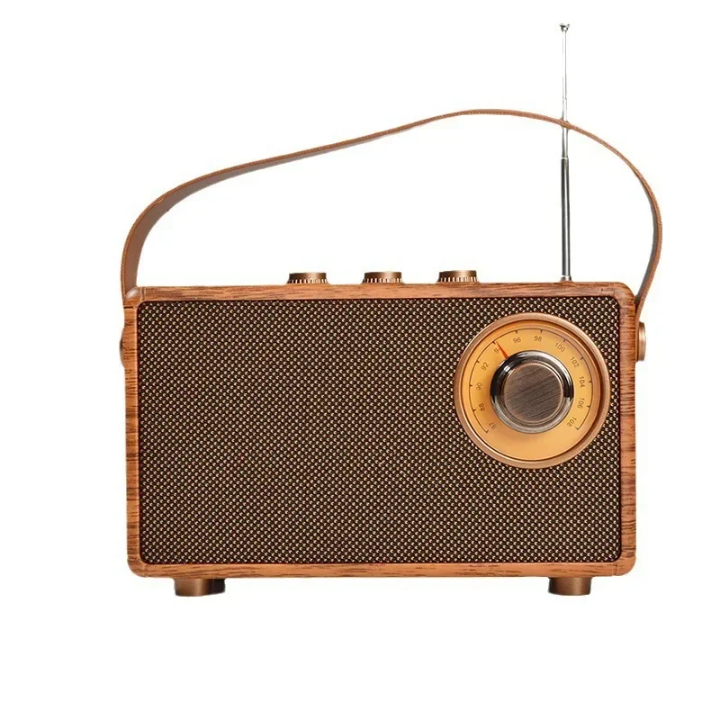 

New FM radio wood grain Bluetooth speaker, portable radio, retro gifts, wireless mini portable speaker ornament