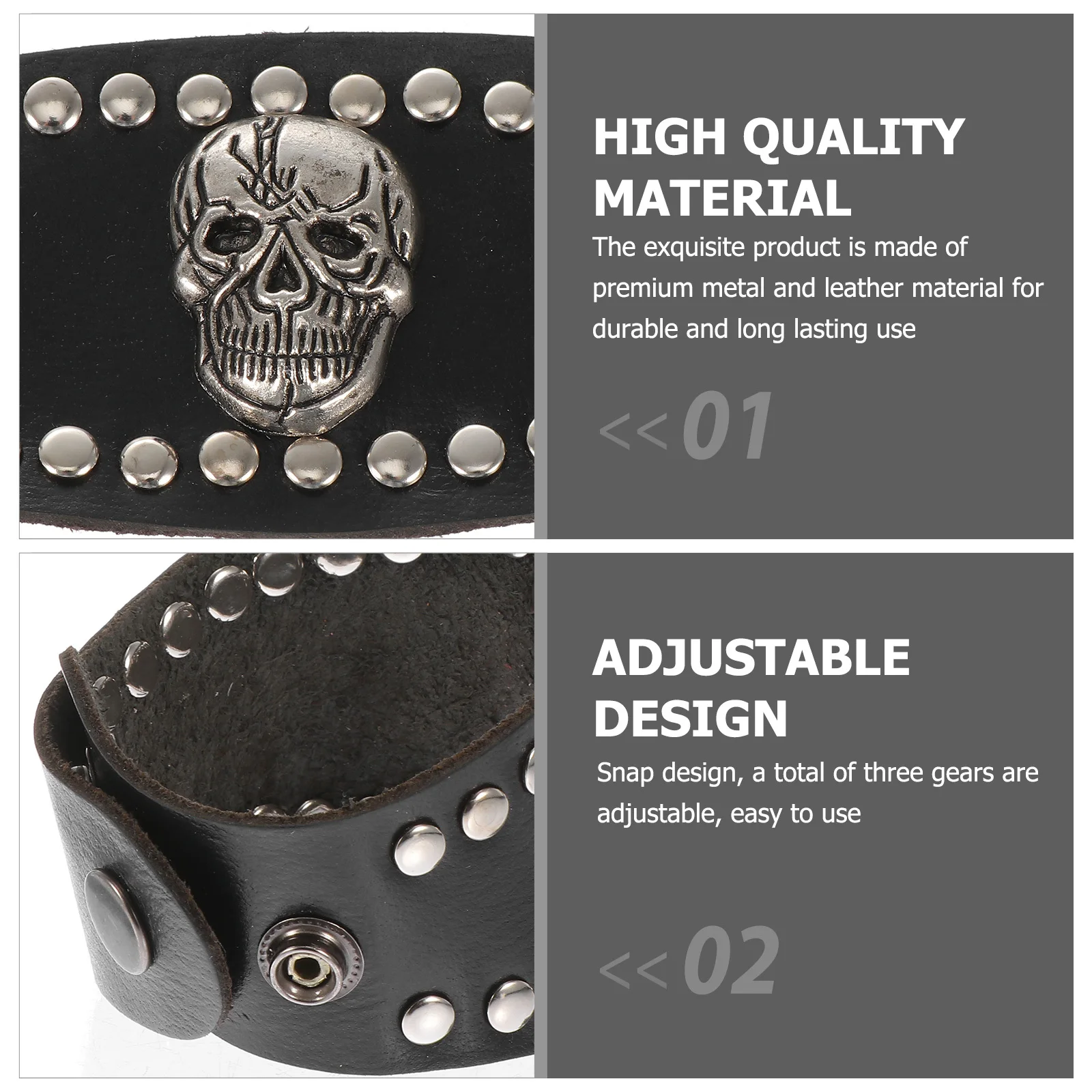 

Wrist Bands Punk Studded Bracelet Fashion Accessory Men's Metal Skull Accessories