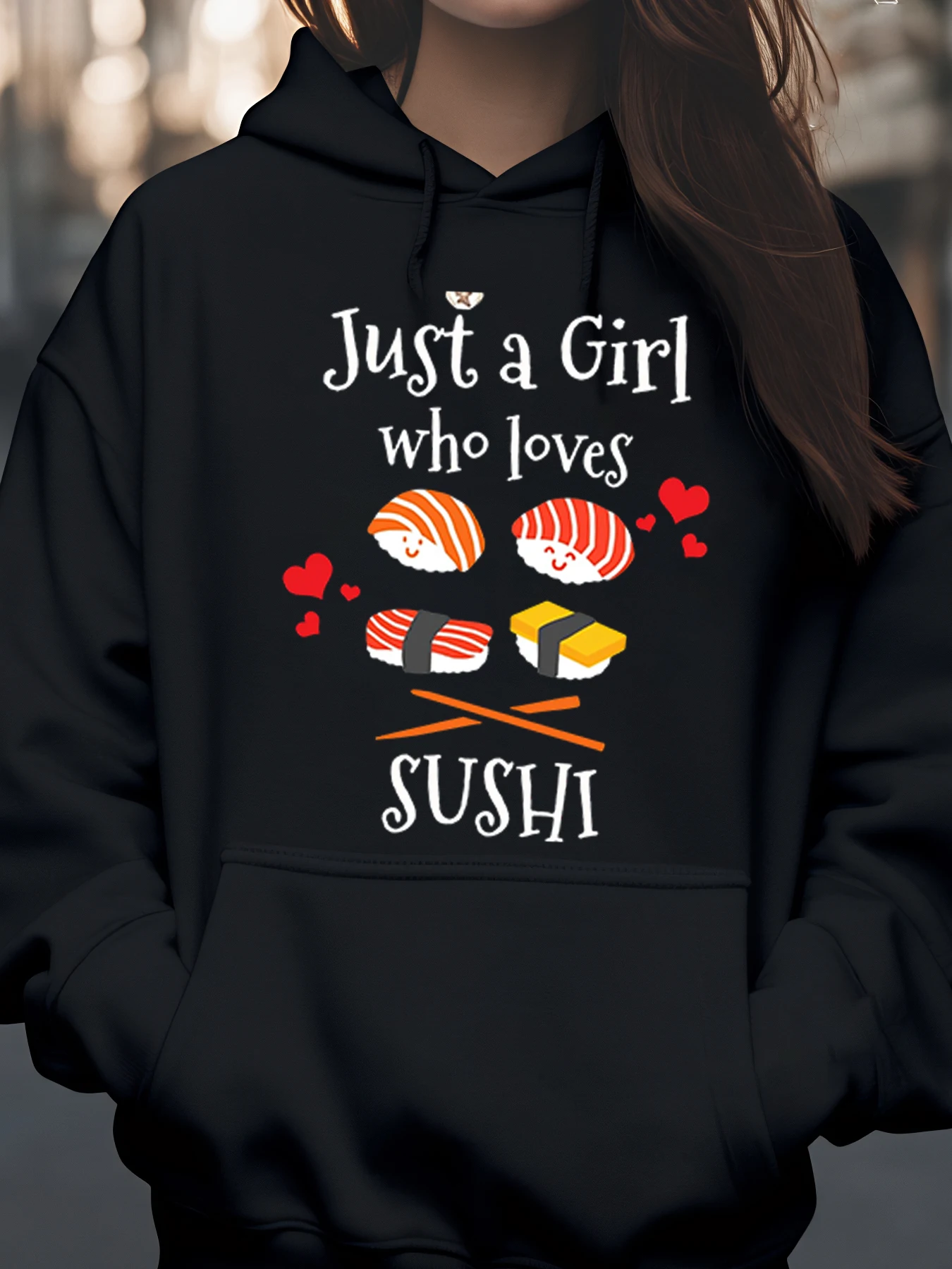 

Толстовка с принтом для девочек Sushi Lover для повседневной женской одежды, мода